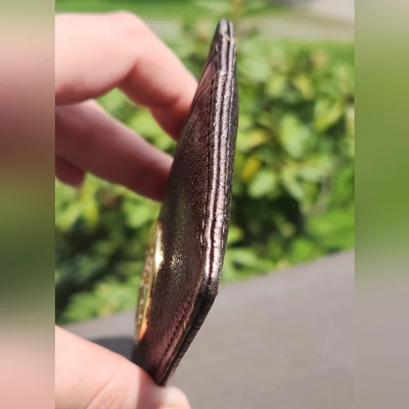 Tory Burch Metallic Brown Card Holder W/ Gold Emblem - Picture 6 of 8